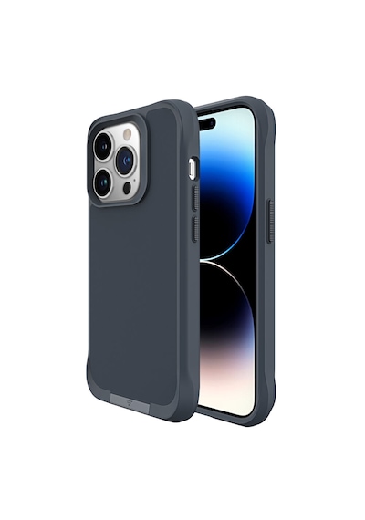 Bix iPhone Uyumlu 14 Pro Max Vortex Magsafe Kılıf Stand Özellikli 3x Korumalı Mikro Fiber İç Yüzey Gri Mavi