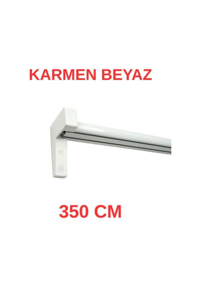Karmen Ahşap Başlıklı İki Kanallı Dekoratif Ray Beyaz 350 Cm Beyaz