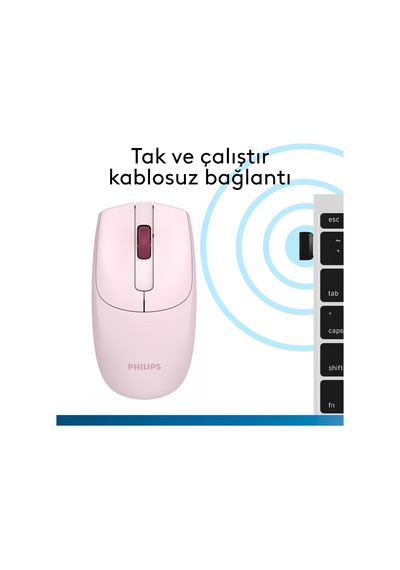 Philips SPK7398 Kablosuz 1600 DPI 3 Tuşlu Optik Sessiz Mouse