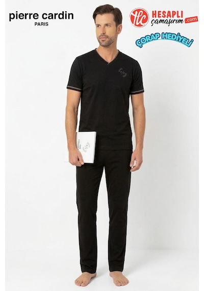Pierre Cardin Paris Premium Erkek V Yaka Cepli %100 Pamuklu Penye Rahat Kalıp Kısa Kollu Pijama Takım Siyah Pierre Cardin Paris Premium Erkek V Yaka Cepli %100 Pamuklu Penye Rahat Kalıp Kısa Kollu Pijama Takım Siyah