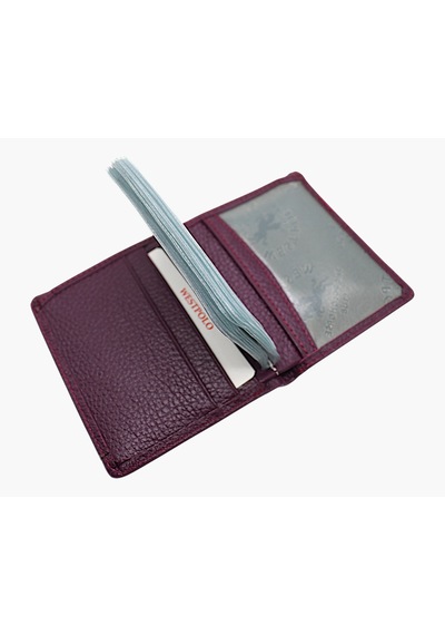 Westpolo Darius Bol Şeffaf Kartlık Bölmeli Unisex Hakiki Deri Cüzdan Kartlık - Mor Mor