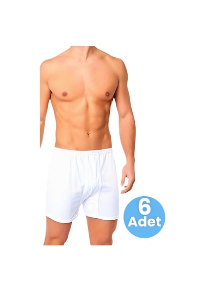 Uniquetrenders Erkek Rahat Kesim Paçalı Pamuklu Külot Boxer 6'lı Set Beyaz