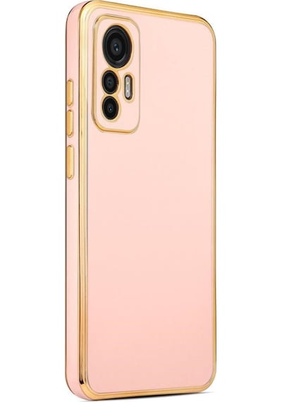 Xiaomi Mi 12 Lite Kılıf  Kamera Korumalı Altın Kenar Tasarım Silikon