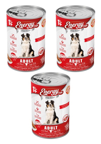 Energy Sığır Etli Konserve Yetişkin Köpek Maması 3 x 400 G
