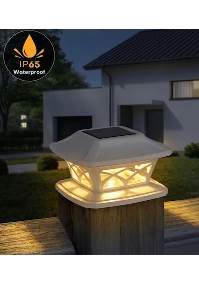 2'li Set Güneş Enerjili Set Üstü Dekoratif Bahçe Aydınlatma Sarı-beyaz Ledli Solar Lamba - Solar Balkon Lambası &