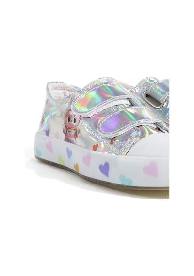 Artı Artı Ayakkabı Mia Kids-2401 Hologram 3d Kız Çocuk Cırtlı Işıklı Gümüş Sneakers Gümüş