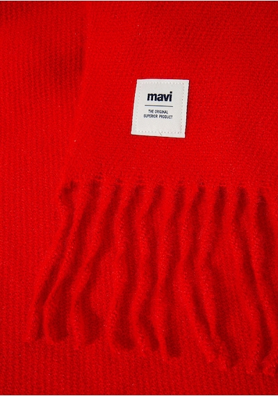Mavi - Püsküllü Kırmızı Atkı 198940-32180 Kırmızı