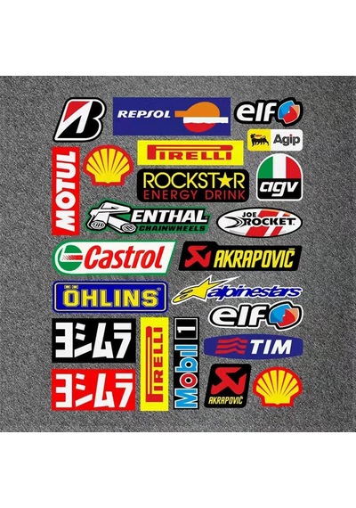 Araba, Motosiklet, Bisiklet, Kask Sponsor Sticker Seti, Çıkartma Etiketi B1 Model Siyah