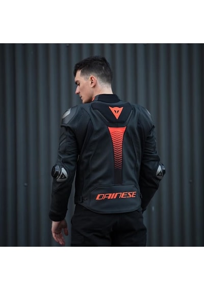 Dainese Super Speed 4 Black Matt Fluo Red Deri Ceket