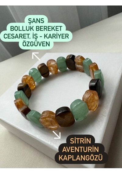Kaplangözü Aventurin Sitrin Bileklik Çok Renkli