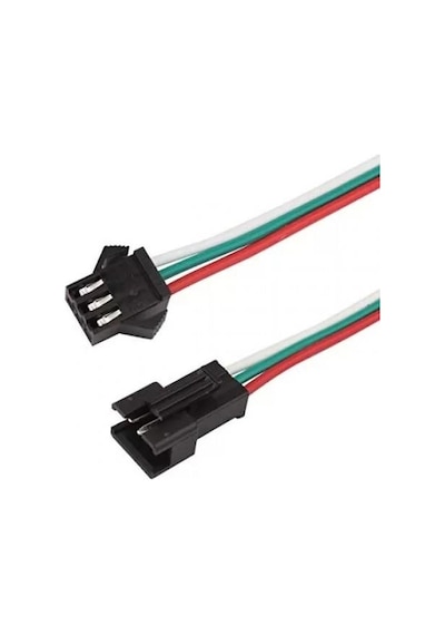 3 Pin Dişi-erkek Jst Soket Seti 20cm Kablolu 24 Awg - 2.54 Mm