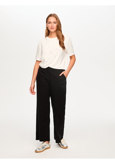 Faik Sönmez Straight Fit Liyoselli Parça Boya Pantolon S26pnt011 Us26pnt01110 Siyah
