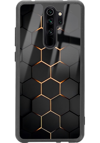 Xiaomi Redmi Note 8 Pro Yellow Carbon Tasarımlı Glossy Telefon Kılıfı Siyah