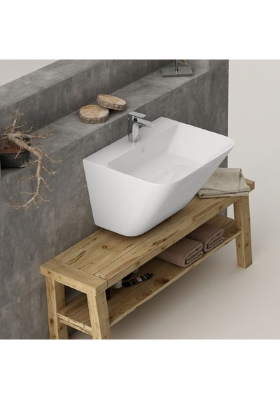 Lucco Moena 55 CM Yarım Monoblok Lavabo Beyaz