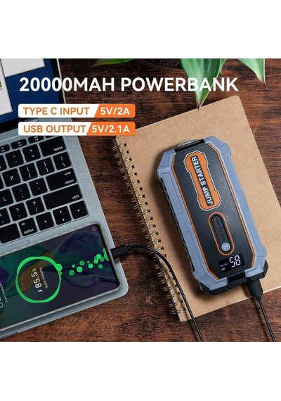 Akü Takviye Cihazı Usb Powerbank 12800 Mah 1200 Amper Fener Flaşör