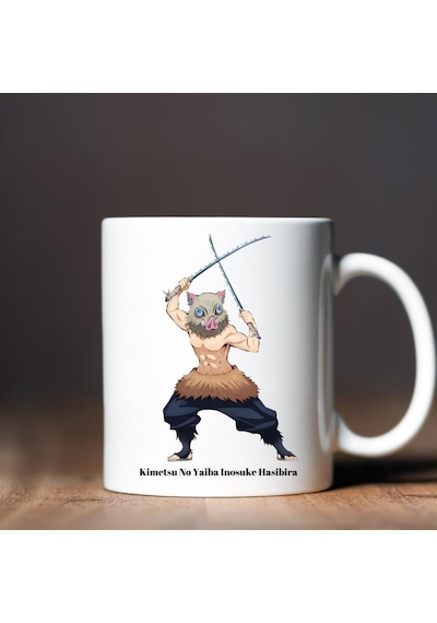 Demon Slayer Kimetsu No Yaiba Inosuke Hasibira Tasarımlı Kupa Bardak Siyah