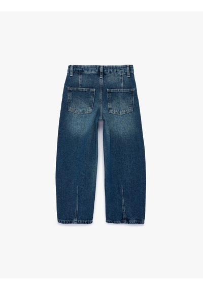 Koton Pamuklu Cepli Rahat Kesim Balon Form Denim Pantolon Dark Indıgo 7wkb40014td Koyu İndigo