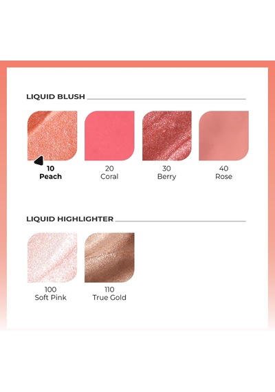 Cosmetics Liquid Blush Nemlendirici Etkili Likit Allık - 10 Peach Işıltılı Çok Renkli