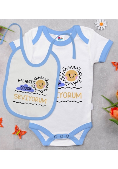 Bk Kids Halamı Çok Seviyorum Tasarımlı Mavi Bebek Body Zıbın Ve M Çok Renkli