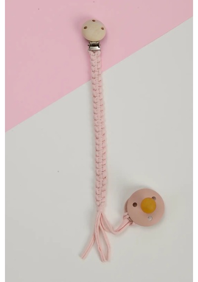 E&f Store El Örmesi Doğal Ahşap Emzik Askısı - Düz - Pembe