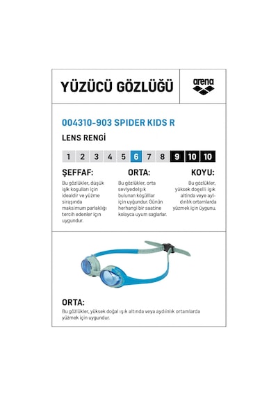 Arena Spider Kids Mavi Çocuk Yüzücü Gözlüğü 2-5 Yaş 004310903 Mavi