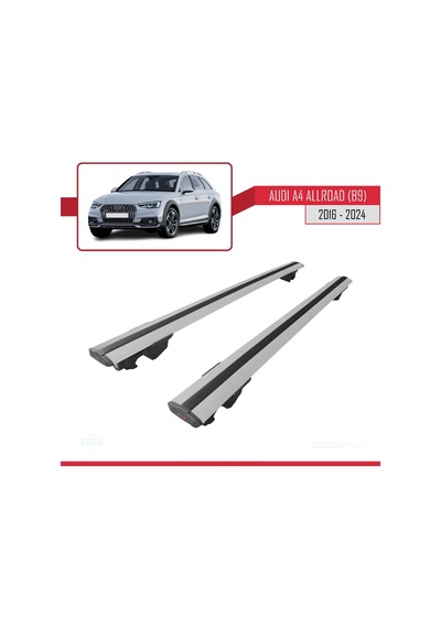 Audi A4 Allroad 2016 Ve Sonrası İle Uyumlu Hook Model Anahtar Kilitli Ara Atkı Tavan Barı Gri