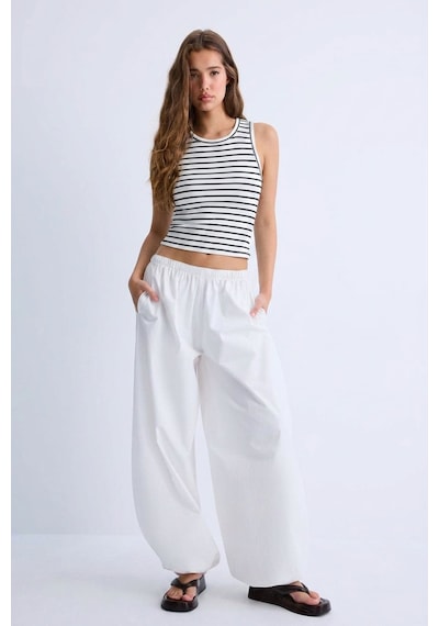 Cotenconcept 3 Adet Fitilli Fitted Viskon Karışımlı Askılı Tişört Ekru - Haki