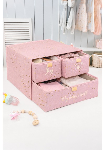Bebek 3 Bölmeli Çekmeceli Organizer & Çok Amaçlı Çekmece-çorap & İç Çamaşır, Bebek Eşyaları Vb. Organizeri 30x31x23 Pembe - 930792373 Pembe