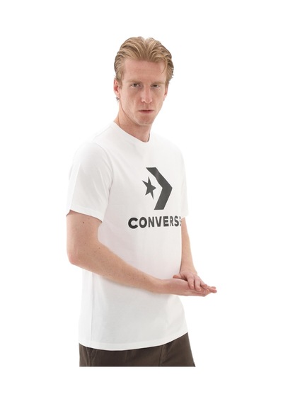 10025458-102 Converse Go-to Star Chevron Logo Standard-fıt T-shırt T-shirt Beyaz 10025458-102 Beyaz