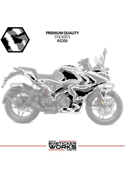 Bajaj Rs200 Kaplama Sticker Air Brush Motor Kaplama Modeli Hazır Kit Tüm Modeller Uyumlu Gri