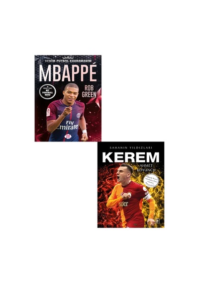 Sahanın Yıldızları Kerem - Mbappe Büyük Poster Sticker Futbolcu Kartı Hediyeli 2 Kitap