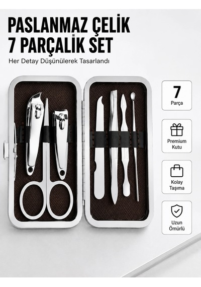 Paslanmaz Çelik Kişisel Bakım Seti 7 Parça 28076781