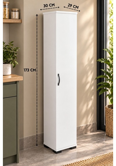 Sulorahome Çok Amaçlı Beyaz Kiler Dolabı 30 Cm Genişlik