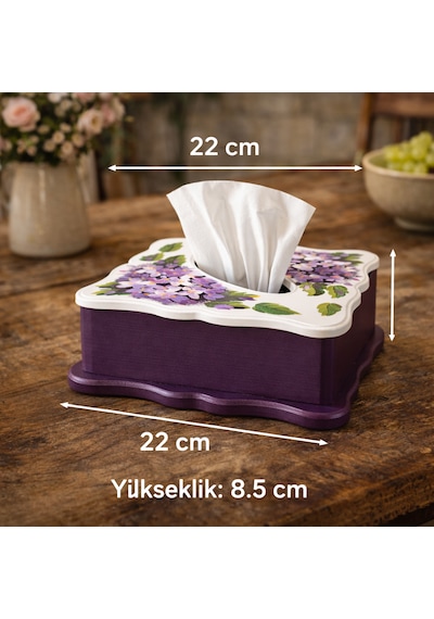 El Boyaması Ahşap Peçetelik Dekoratif Peçete Kutusu Çok Renkli