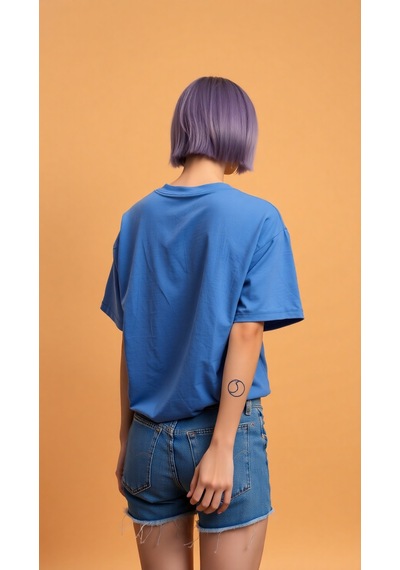 The Future Baskılı Oversize T-shirt Mavi