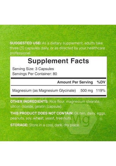 Deal Supplement Max Strength Magnesium Magnezyum Glycinate 500mg
