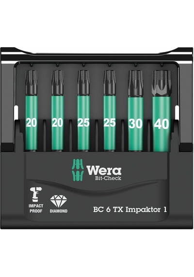 Wera Bit-Check 6 TX Impaktor 1 Torx Bits Seti 05057693001