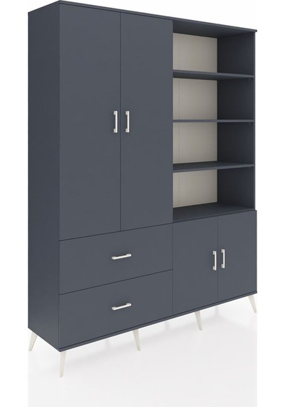 Hyperion Gardrop 7 Raflı 2 Çekmeceli Tek Askılı 176x44x221 Antrasit-antrasit Antrasit Hyperion Gardrop 7 Raflı 2 Çekmeceli Tek Askılı 176x44x221 Antrasit-antrasit Antrasit