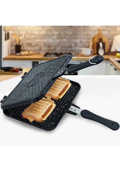 Meşeler Granit Döküm Ocak Üstü El Tost Makinesi ve Çok Amaçlı Tav Gri
