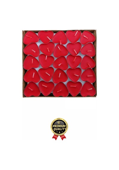Özel Gün Sevgili Romantik 14 Şubat Dekoratif Süsleme Organizasyon Kırmızı Kalpli Tealight Mum 50adet Çok Renkli