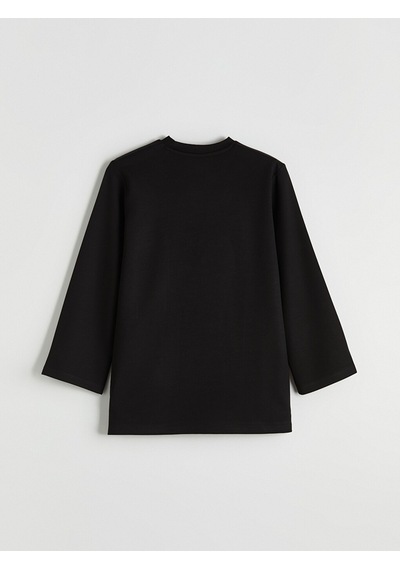 Lcw Modest Siyah Bisiklet Yaka Soft Touch Kadın Sweatshirt Tunik