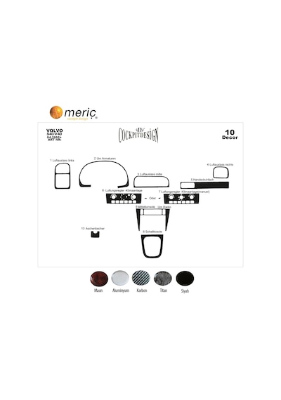 Meriç® Volvo S40 / V40 Alüminyum Kaplama 10 Parça 2000-2003 (530157720)