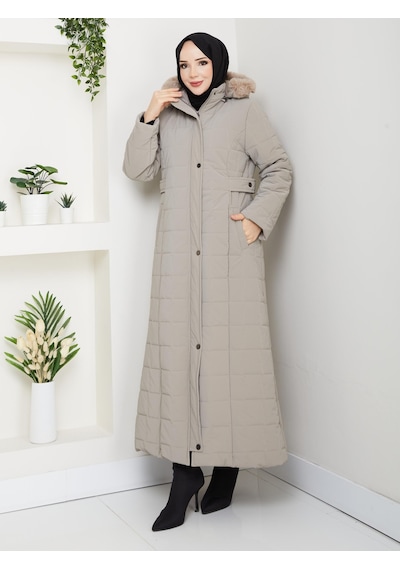 Eslemnur Nova Kumaş Şişme Mont 135cm Vizon