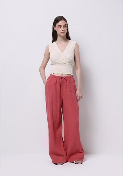 Colin's Colins Regular Fit Yüksel Bel Geniş Paça Kadın Pembe Pantolon Cl1074661 Q1.v1 Prs Pembe