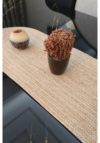 Bej Renk 35x100 Cm Runner Şık Masa Orta Sehpa Üstü Dekoratif Sofra Aksesuarı Bej