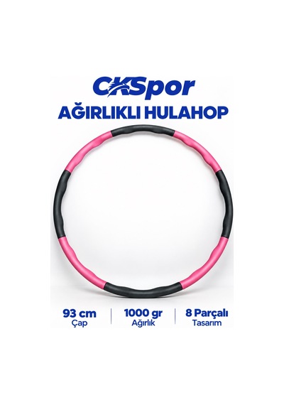 Ckspor Hulahop 93 Cm 1000 Gr 8 Parçalı Dalgalı İç Yüzeyli Egzersiz Çemberi Pembe-gri