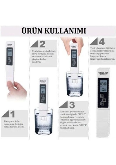 Tds&Ec Metre Su Kalite Iletkenlik Ölçme Termometre Su Test Cihaz
