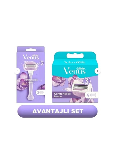 Venüs Breeze Kadın Tıraş Makinesi + 2 Adet Yedek Başlık + Venus Breeze 4'lü Yedek Kadın Tıraş Bıçağı