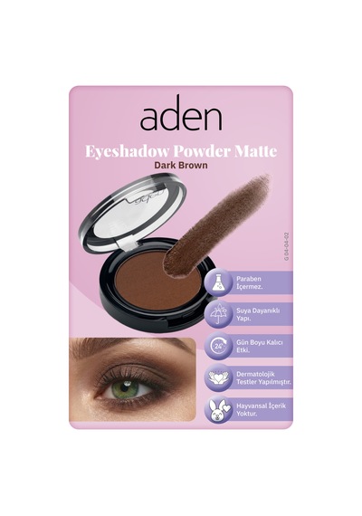 Aden Eyeshadow Powder Matte - Mat Göz Farı 02 Dark Brown Koyu Kahverengi 0