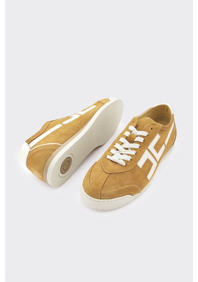 Derinet Hakiki Deri Bağcıklı Kadın Sneaker Taba Süet Taba Süet